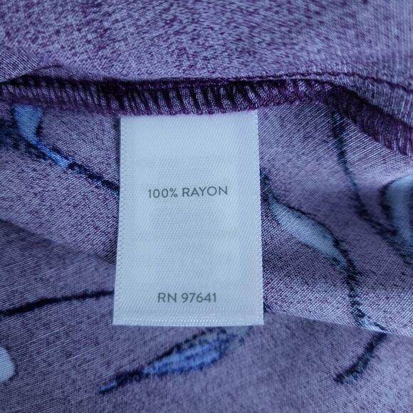 J Jill Womens Floral Button Front Top Size Large Purple Tie Back Career Office - Picture 6 of 8